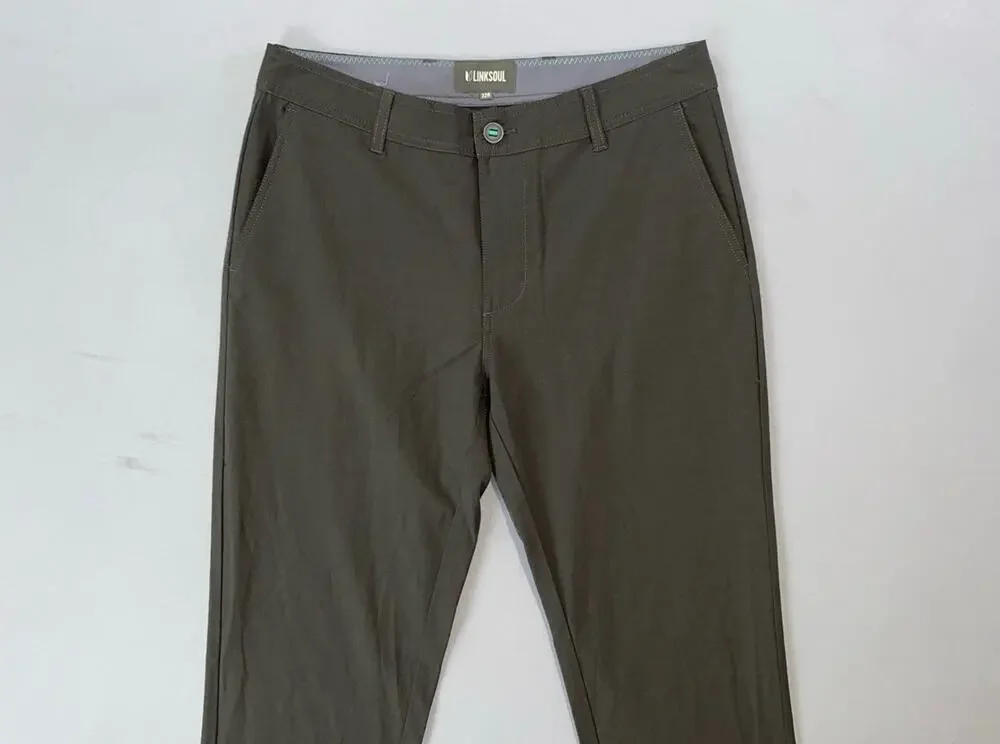 Linksoul Men's Reprieve Poly Blend Flat Front Chino Golf Pants. Gray, 32X32.5.